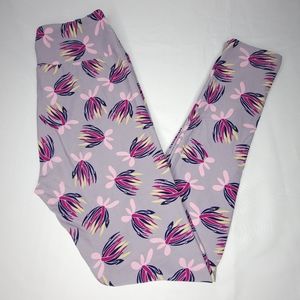 LuLaRoe Leggings Women's One Size 2-10 Gray, Pink Floral